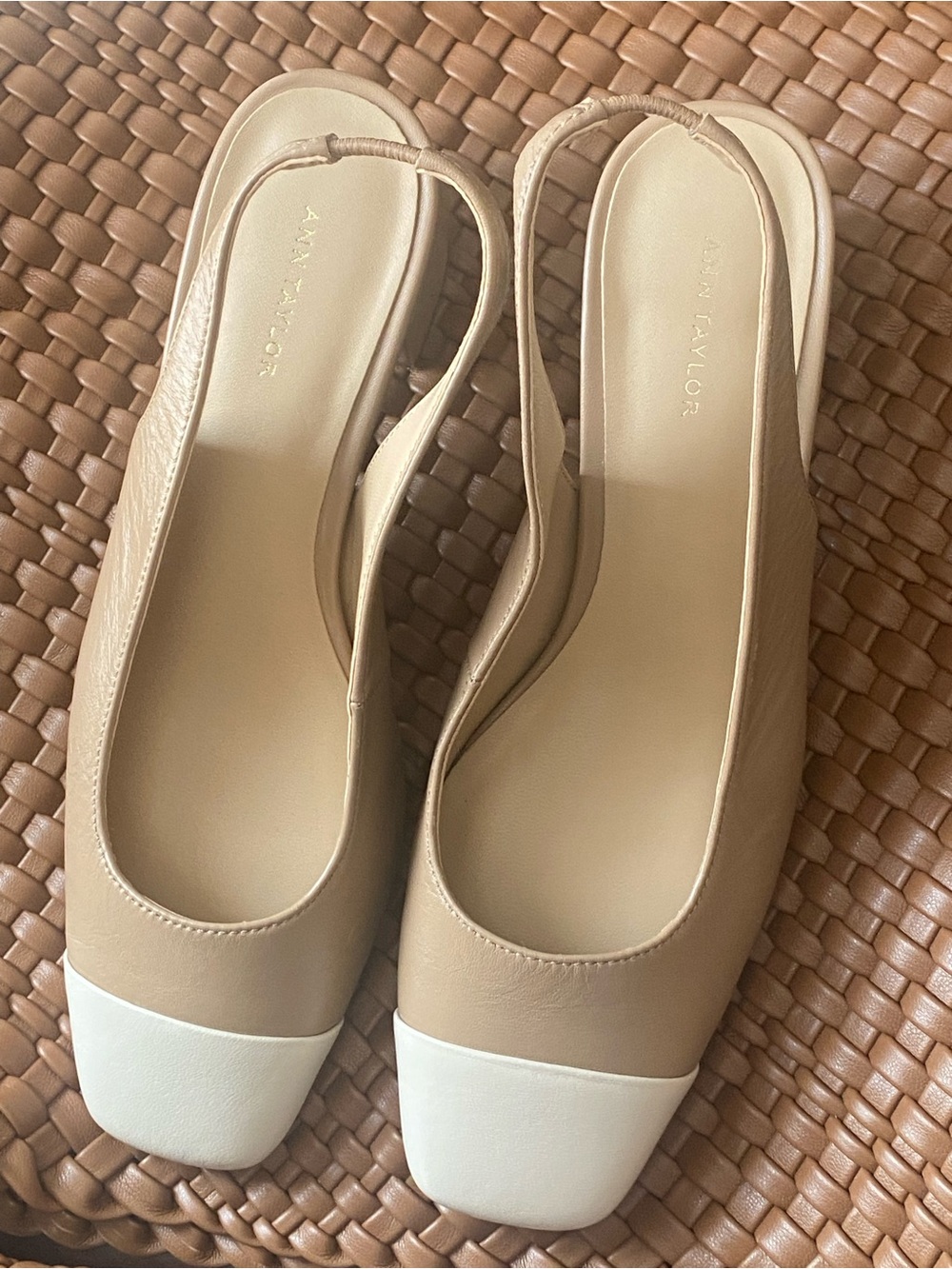 Ann Taylor Leather Cap Toe Slingback